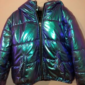 Iridescent Metallic Puffer Jacket